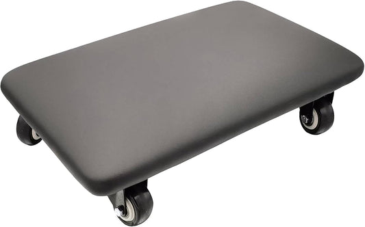 Roller Seat 360 Degree Rotating Low Stool with Wheel Chair PU Leather Universal Swivel Wheels Stool for Home Office Fitness and Garage (Rectangle Black)