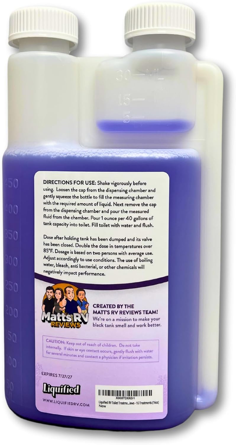 Liquified RV Toilet Treatment - Black Holding Tank Digester - Odor Eliminator - Lavender Scent - Matts RV Reviews (Lavender, 16oz)