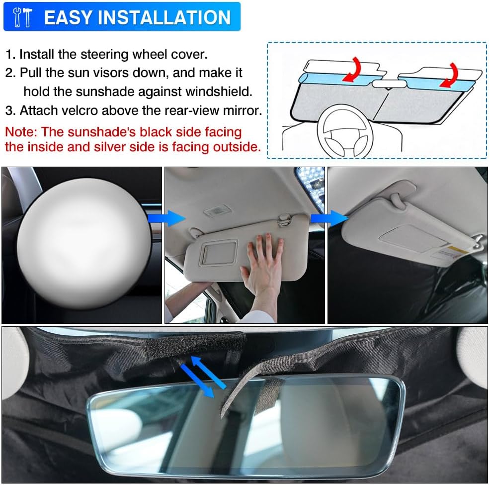 KUST Windshield Sun Shade for Hyundai Santa Cruz 2022 2023 2024 2025 2026 Window Sunshade Sun Visor Protector Foldable Blocks UV Rays Keep Car Cooler