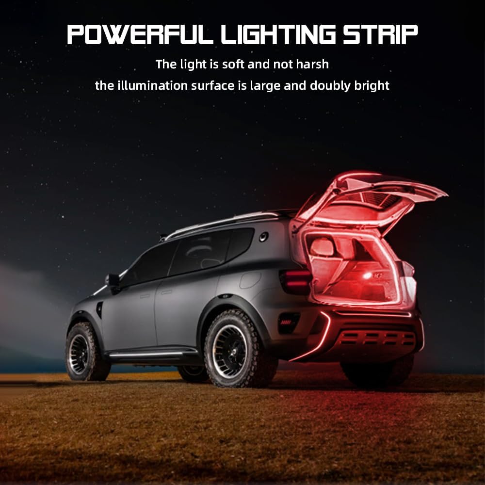 Car LED Strip Light For Trunk, 79Inch IP67 Silicone Waterproof Neon Light Strip Embedded, Flexible Cutting Universal Auto Interior Lights(Red)