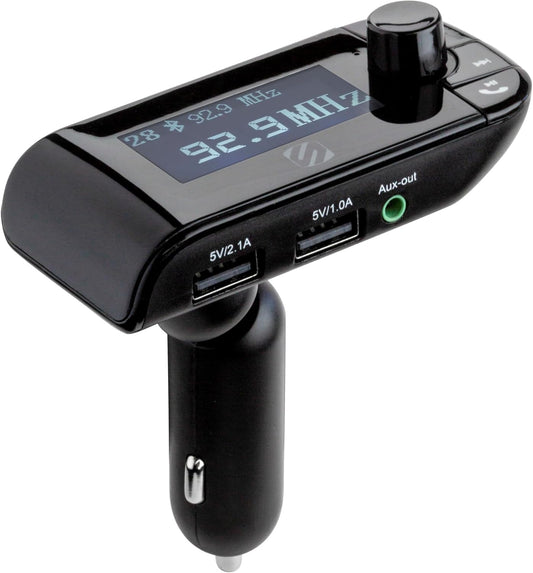 Scosche SBTFM2-XCES0 Select Bluetooth 5.0 FM Transmitter w/ Dual USB Charger Ports, LCD Screen & Aux Port, Wireless Radio Bluetooth Audio Adapter, Hands-Free Car Kit for Phone Calls & MP3 Music Player