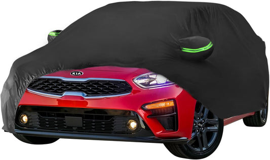 Proadsy 2025 Upgrade Car Cover for 2009-2024 2025 Kia Forte, Waterproof All Weather for Automobiles, Windproof Snowproof Rain Hail Sun UV Protection Full Outdoor Indoor Exterior Car Covers, Black