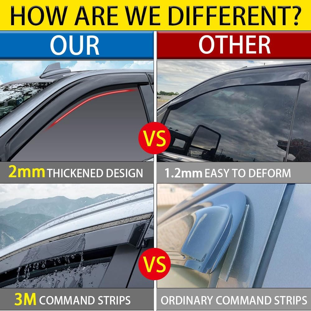 Rain Guards for 4Runner 2010-2022, Tape-on Side Window Deflectors for 4Runner, Window Visors for Toyota Cars, for Toyota Car Accessories, 4 pcs