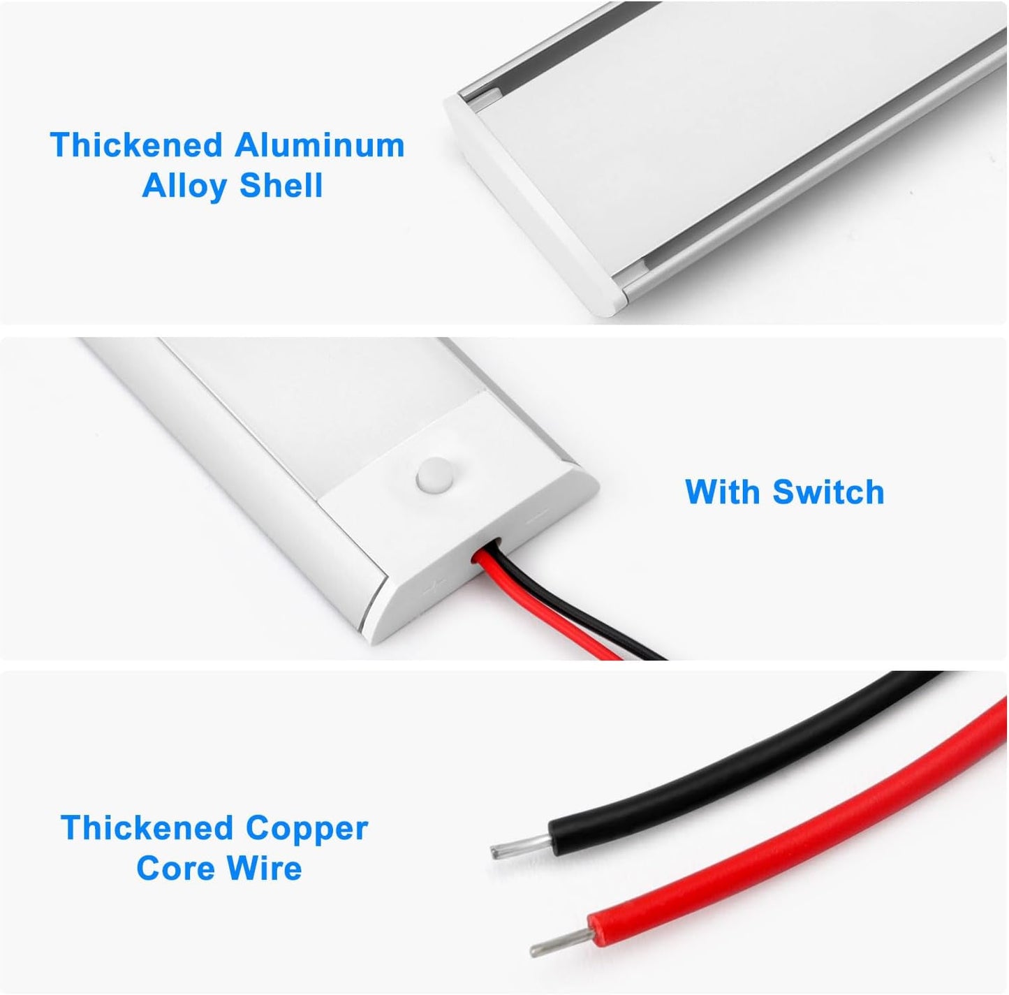 Linkstyle 4PCS 12V Interior LED Light Bar, 108 LEDs Light Strip Lights with Switch for Car Truck Camper Van RV, White