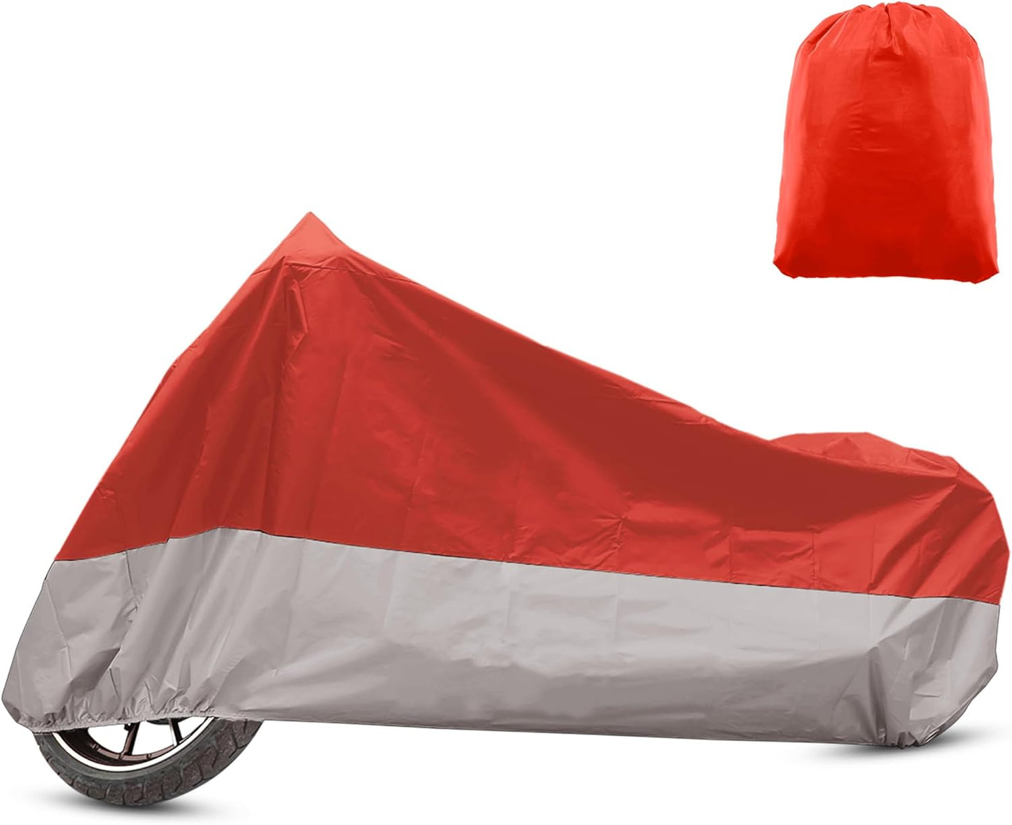 X AUTOHAUX Motorcycle Cover for Harley Davidson for Honda for Suzuki All Season Waterproof Sun Outdoor Protection Motorbike Cover Fits Up to 104.33'' Motorcycles Cover XXL Red Silver Tone