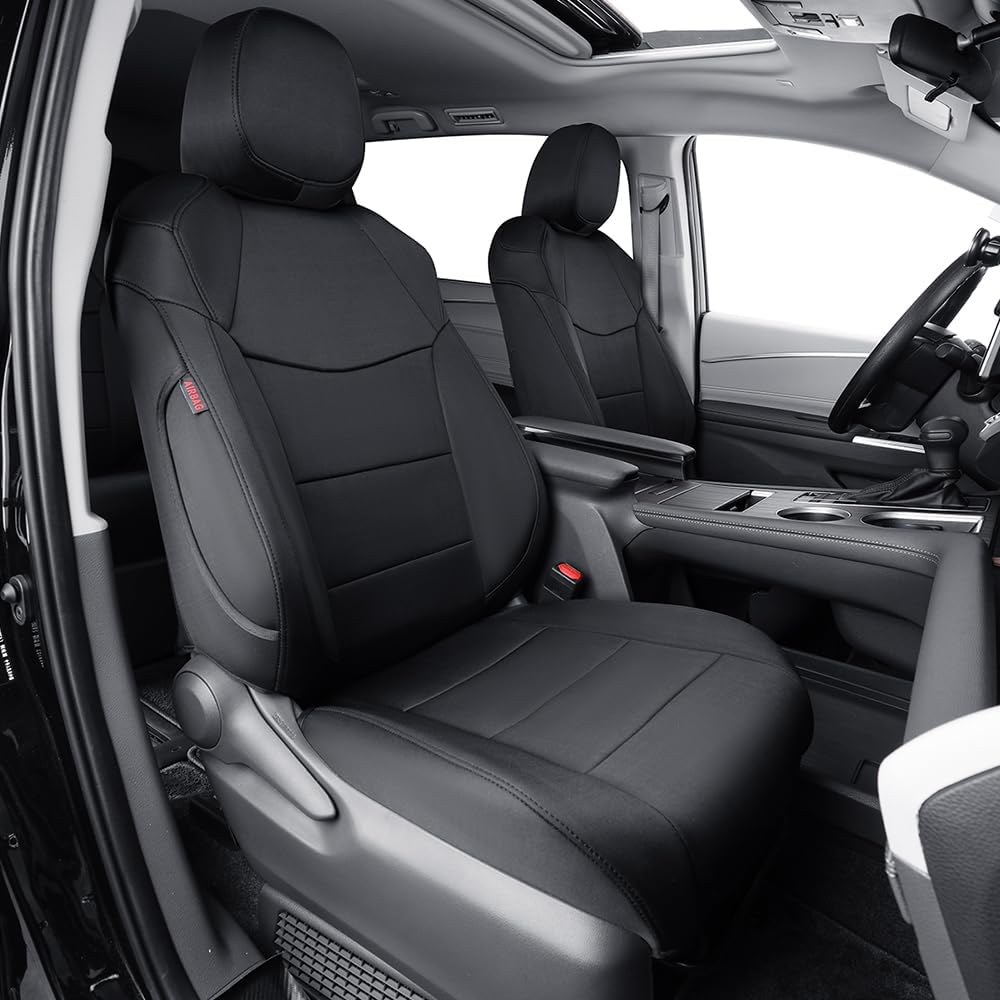 EKR Sienna Seat Covers for 2011-2020 Toyota Sienna L,LE,XLE,Limited,7 Seats,2nd Row Captain Seats W/NO Legrest,Waterproof Car Seat Cover Full Set,Car Seat Protectors- Three Row,Neoprene (Black)