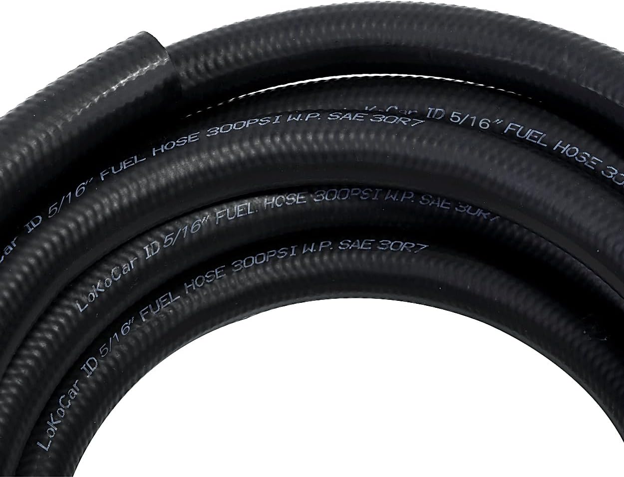 LokoCar 5/16" ID Fuel Hose Line Push Lock NBR Rubber SAE 30R7 300PSI 25ft Black