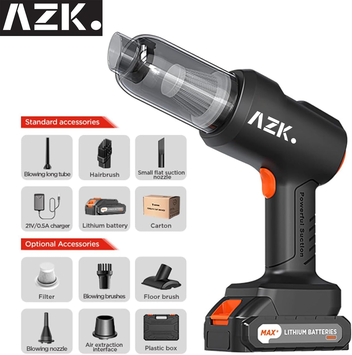 Car Vacuum Portable Cordless,36500Pa High Power Suction & Blower,Wireless Handheld Vacuum Cleaner for Car, Home, Office, Pet