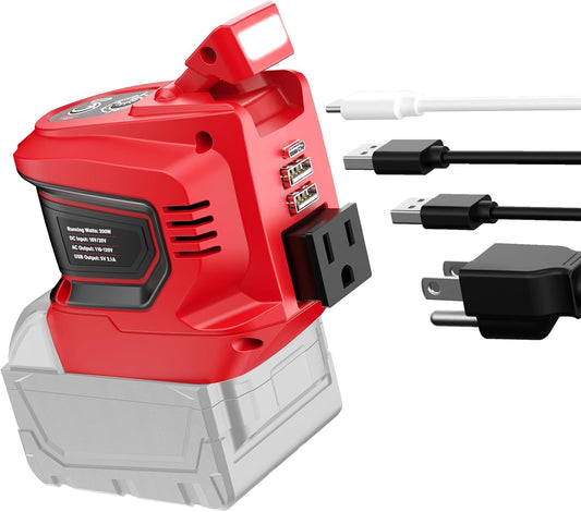 Power Inverter Compatible with Milwaukee 18V Battery,Ecarke 200W Portable Power Supply Inverter,DC 18V to AC 110V~120V Battery Station with 2 USB&AC Powered Outlet Phone Charger