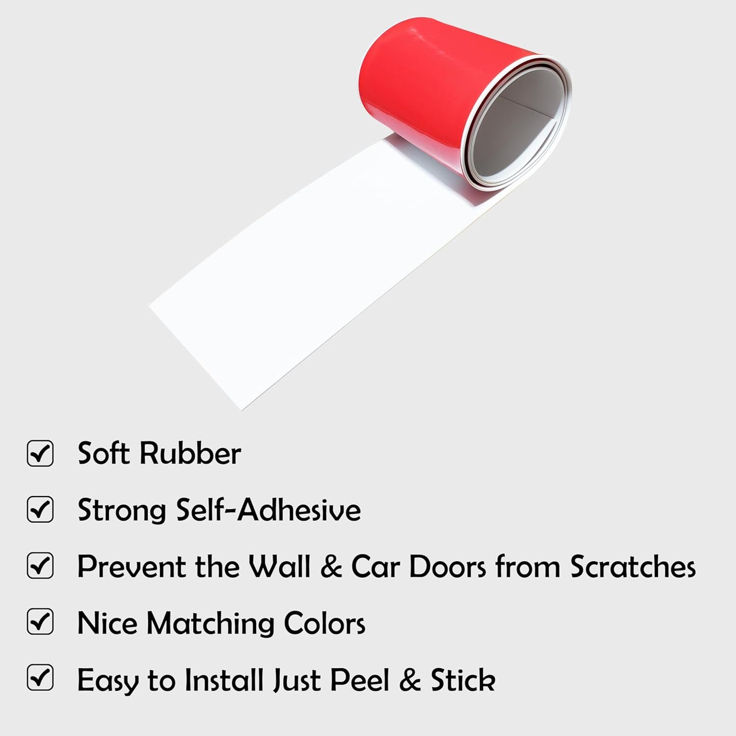 Rubber Bond Garage Wall Protectors - 6x48 Inches Strong Self-Adhesive Rubber Bumper Protectors for Garage Walls - Anti-Scratch and Waterproof Garage Wall Protector for Car Doors (White, 1 Pack)