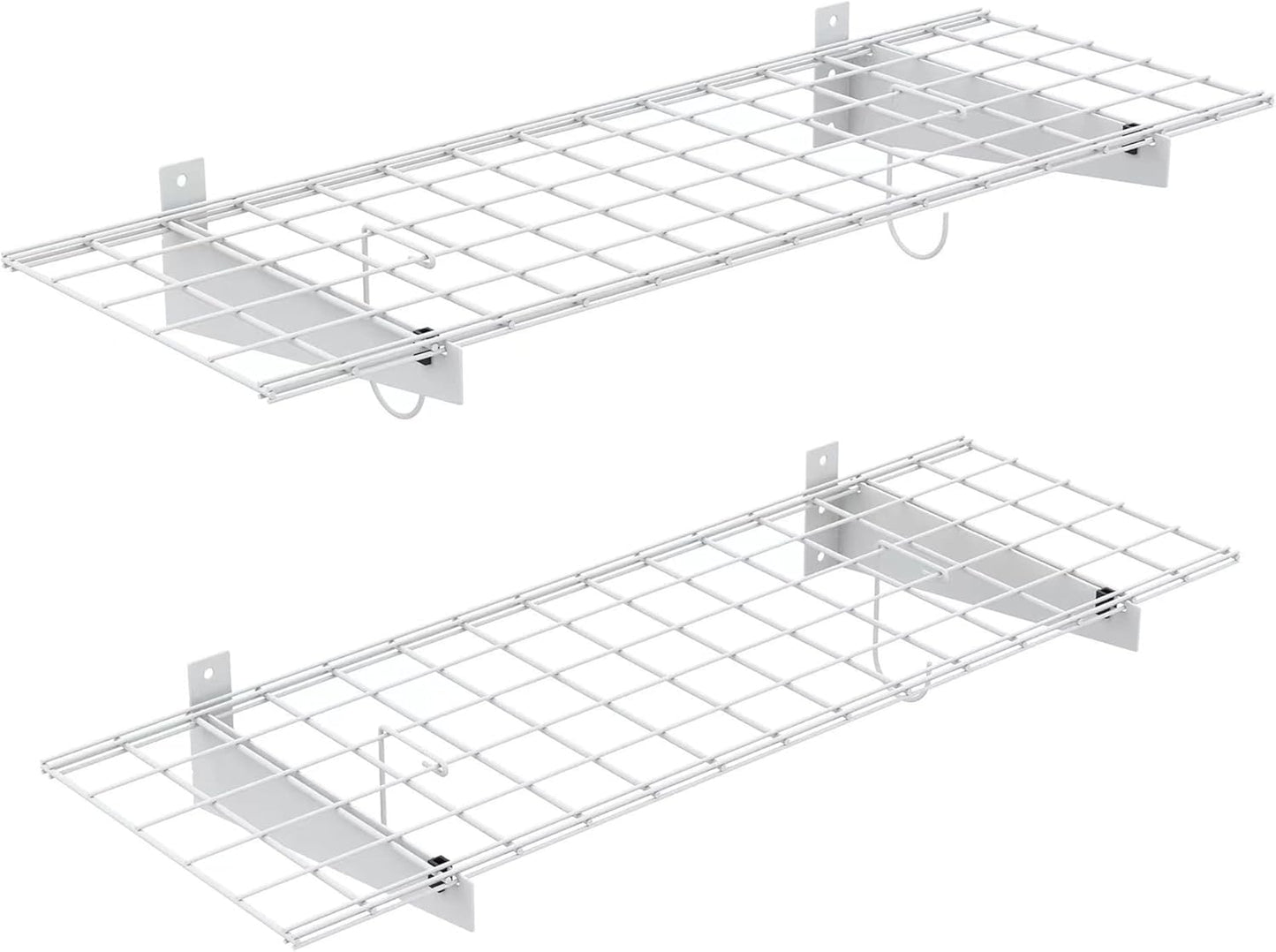 TORACK 2 Pack Garage Storage Wall Shelves, 15" x 45" Wall Mounted Wire Shelves for Garage Storage Heavy Duty Garage Wall Shelving(Pack of 2, White)