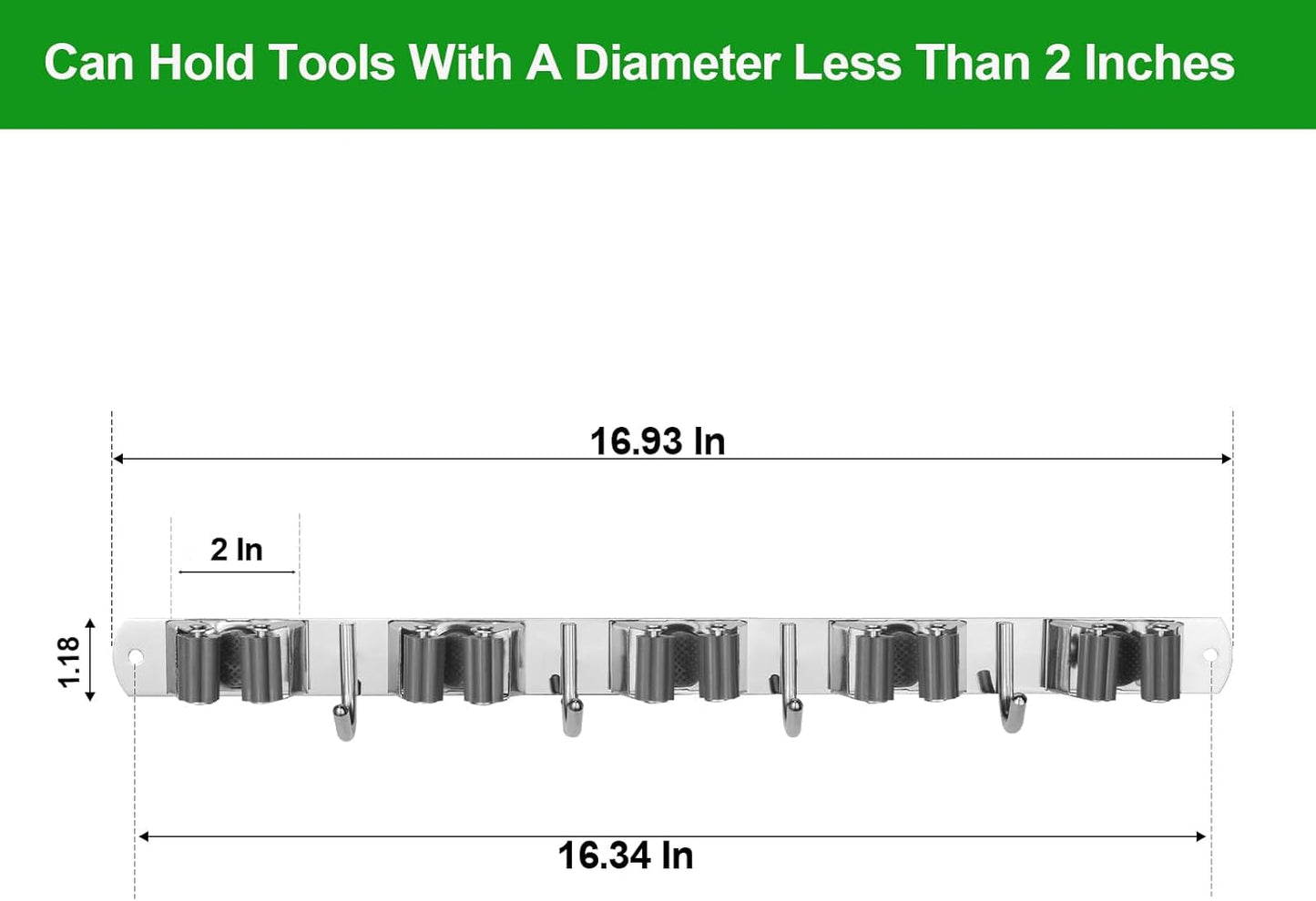 voze 5 Racks and 4 Hooks Mop and Broom Holder Wall Mount, Self Adhesive Heavy Duty Broom Hanger Organizer Storage Tool Racks for Kitchen Garden Laundry Garage