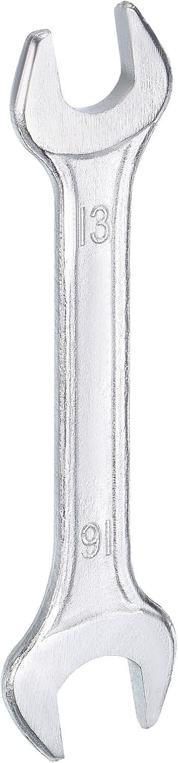 HARFINGTON Double Open End Wrench 13mm x 16mm Metric 15 Degree Offset Angle Small Flat Head Wrench Galvanizing Open Ended Spanner for Automotive Repair Furniture Assembly