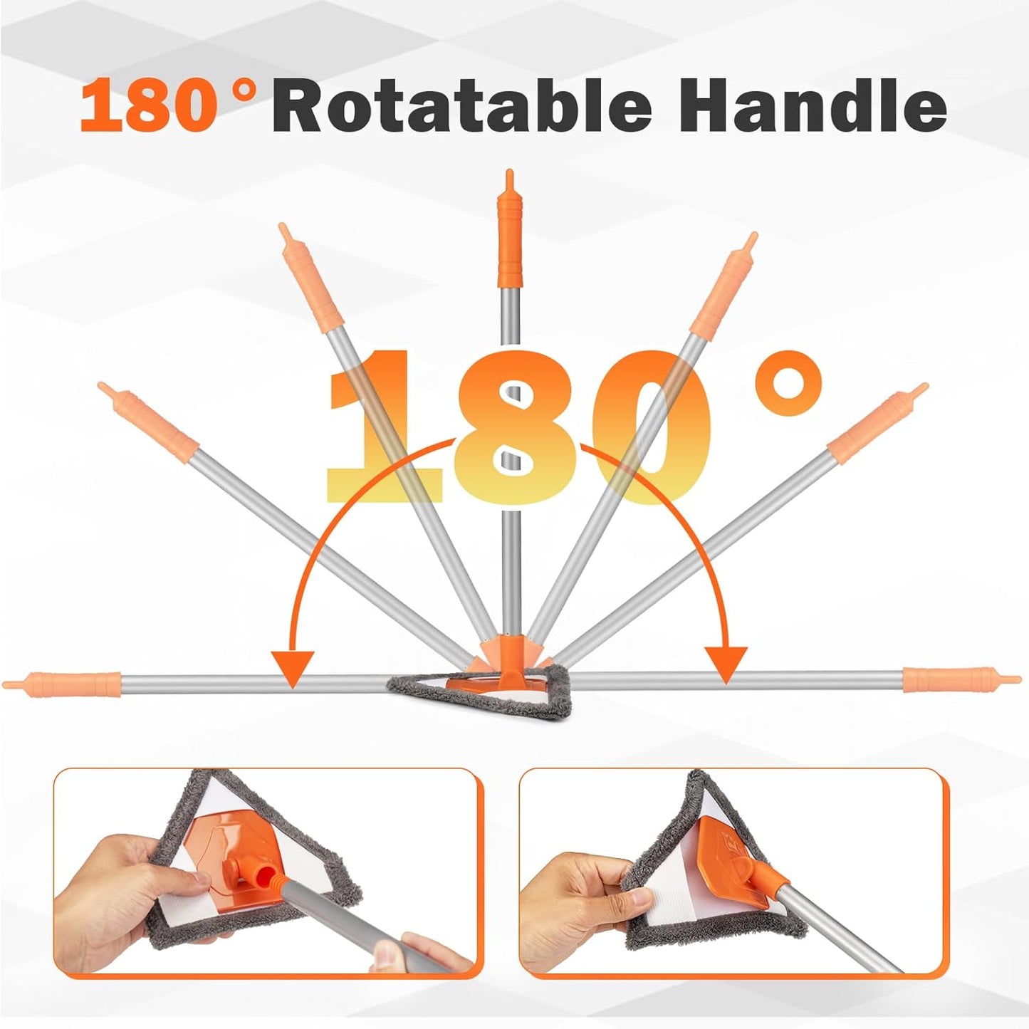 Conliwell Windshield Interior Cleaner Tool - Auto Glass Wash Brush with 2 Washable and Reusable Microfiber Pads | Car Accessories Interior Cleaning Kit for Trucks, SUVs, RVs & Home Windows