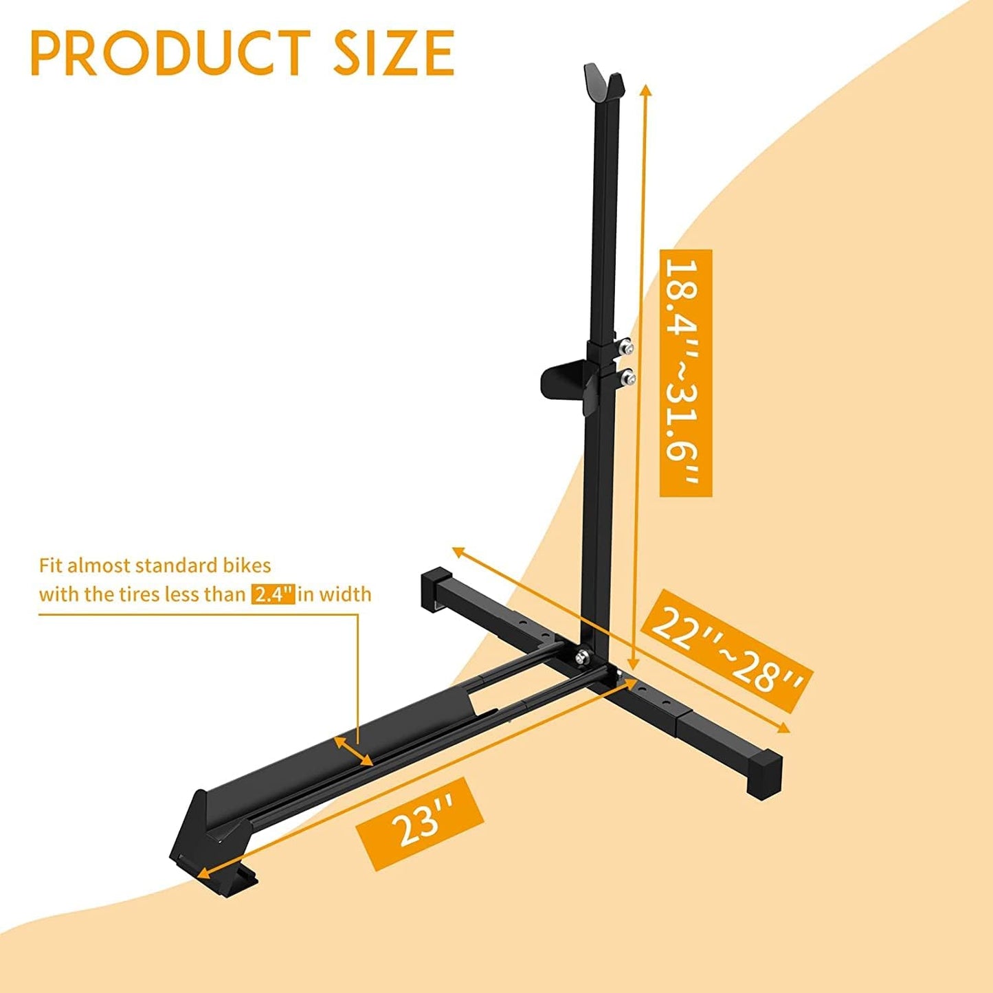 Vertical Bike Stand Floor Bicycle Rack Adjustable Upright Design, Space Saving for Living Room, Bedroom and Garage No-Damage Wall Apartment Super Stable Parking Racks, for Indoor Bike Storage