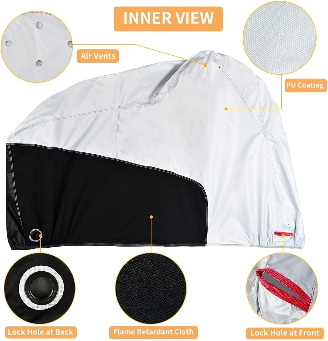 Coverado Motorcycle Cover Waterproof, All Weather Protection Outdoor Full Motorcycle Covers - UV Proof with Flame Retardant Fabric Fit for Harley Davidsion Yamaha Honda Suzuki (up to 111" Motors)