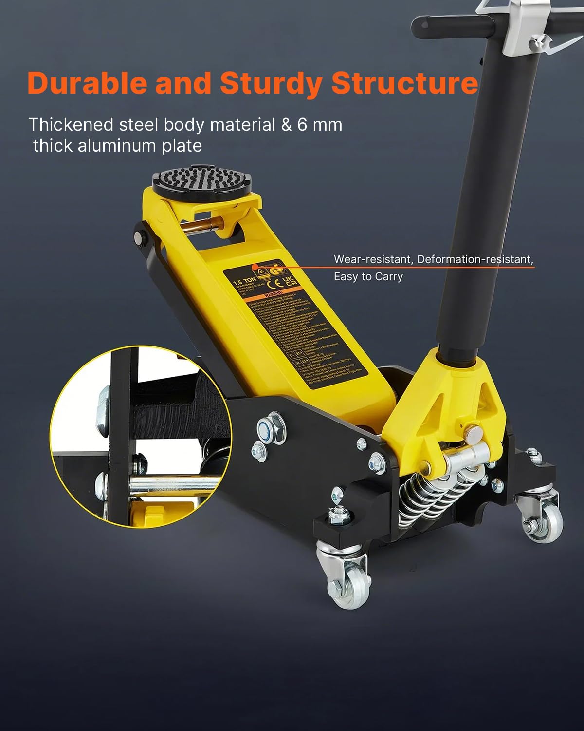VEVOR Low Profile Floor Jack 1.5 Ton (3300 LBS), Aluminum and Steel Race Ground Elevator with Dual Pistons Quick Lift Pump Auto Repair Car Maintenance, Lifting Range 3-3/20"-14-10/27"