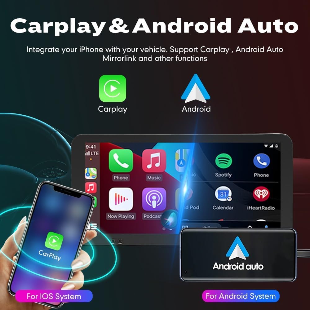 Kunfine Car CarPlay Android Auto Navigation Stereo GPS Radio Camera Display 10.33" QLED Touchscreen Headunit Tablet Media Player for Peugeot 301 2013-2022, if Applicable Octa Core 4G+64G Matte Black