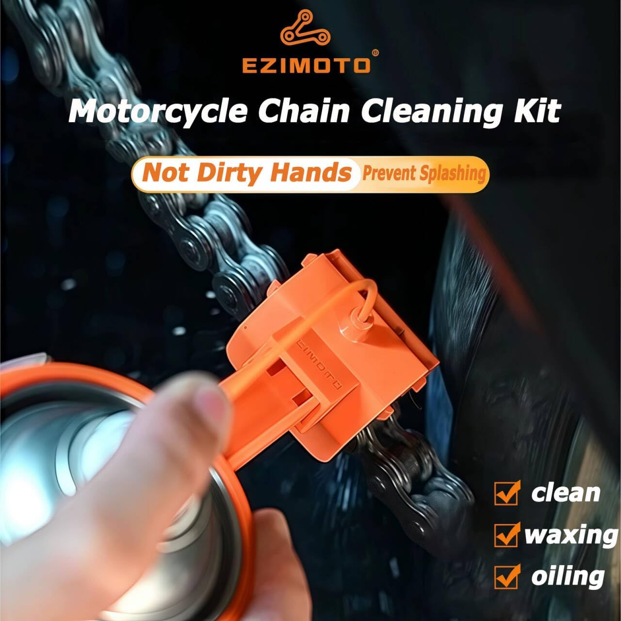 Motorcycle Chain Cleaning Kit - Bike Chain Cleaner - Motorcycle Chain Brush- Motorcycle Chain Lube and Cleaner Kit for Sizes 428, 520, 525, 530 Chains
