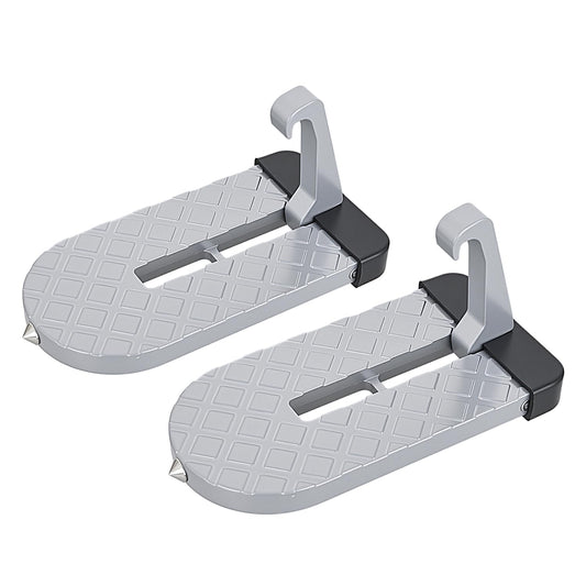 Nilight Car Door Step for Roof Access Universal Car Step Hook for Roof SUV Trucks Folding Aluminum Alloy Vehicle Door Latch Step Pedal with Glass Breaker Safety Hammer, Max Load 400lbs, 2 Pack Gray