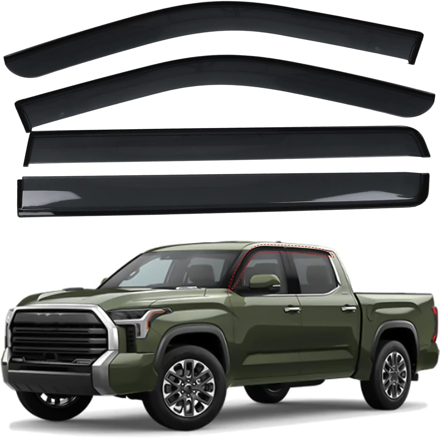 ZONFANT Window Rain Guards, Side Window Deflectors, Sun Visor Rain Vent Window Guards (4 Pcs) Compatible with 2022-2023 Tundra