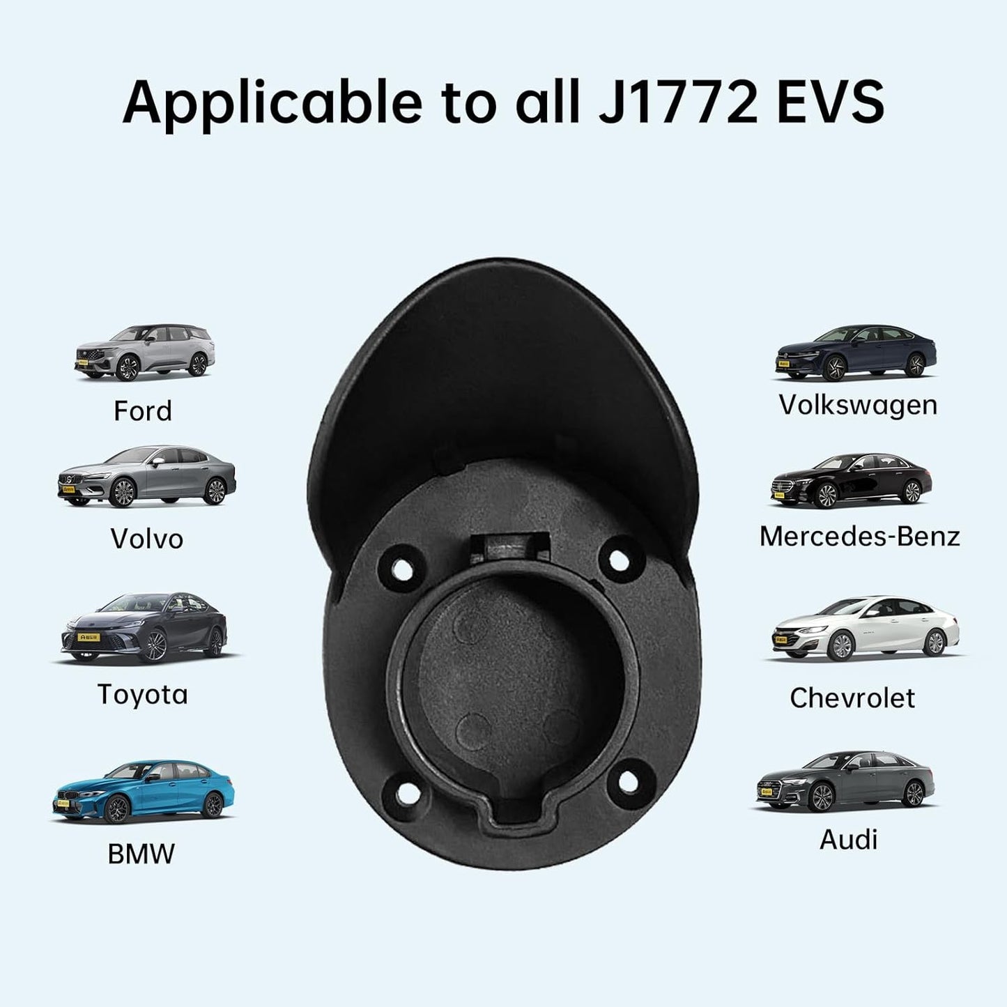 LJH EV Charger Holder Wall Mount for SAE J1772 Electric Car Plug Nozzle Holster Dock and EV Cable Holder, Outdoor/Indoor (Black)