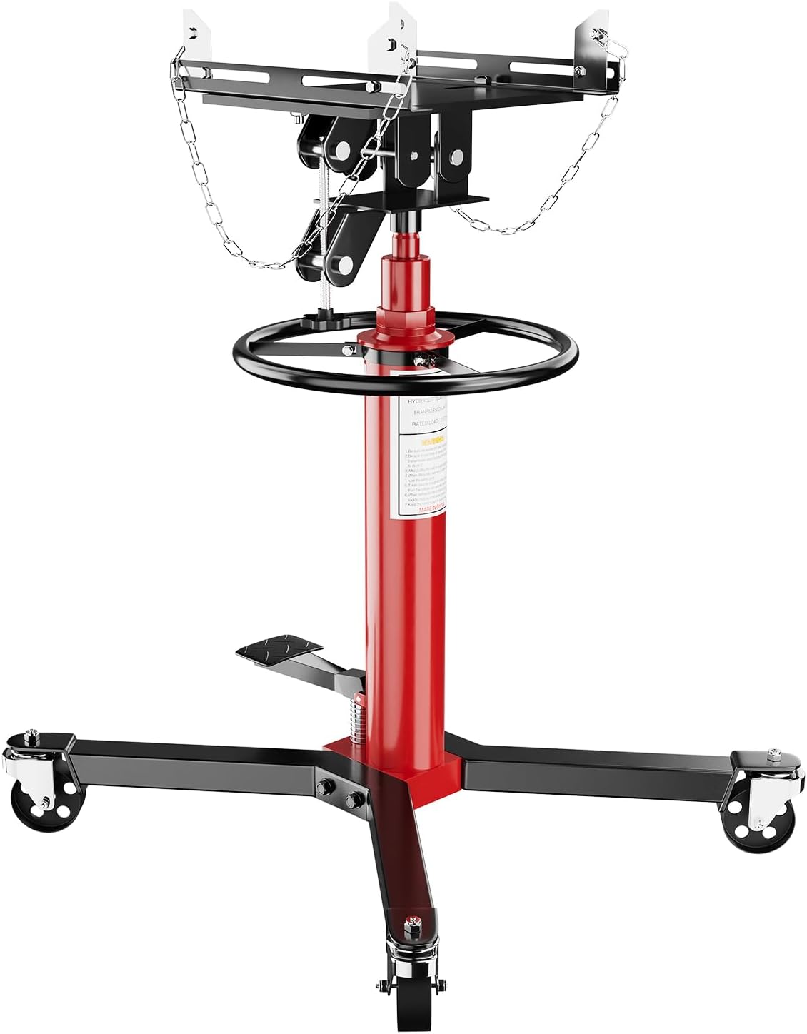Transmission Jack, 1322lbs Hydraulic Telescoping Transmission Jack, 34.3"-68.5" High Lift, 2-Stage Transmission Jack Stand 3/5 Ton Capacity with Foot Pedal, 360° Swivel Wheel
