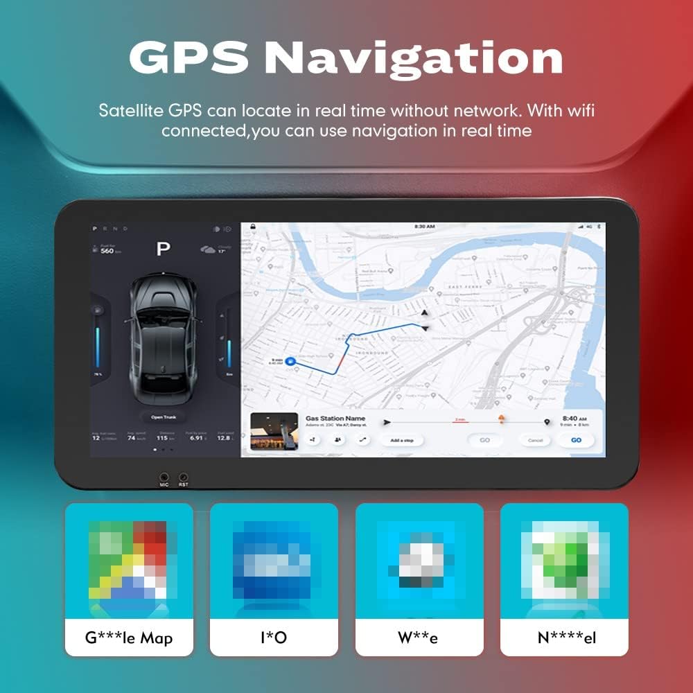 Kunfine Car CarPlay Android Auto Navigation Stereo GPS Radio Reverse Camera Display 10.33" QLED Touchscreen Headunit Tablet Pad Media Player For Peugeot 301 13-22 if Applicable Octa Core 2G+32G Silver