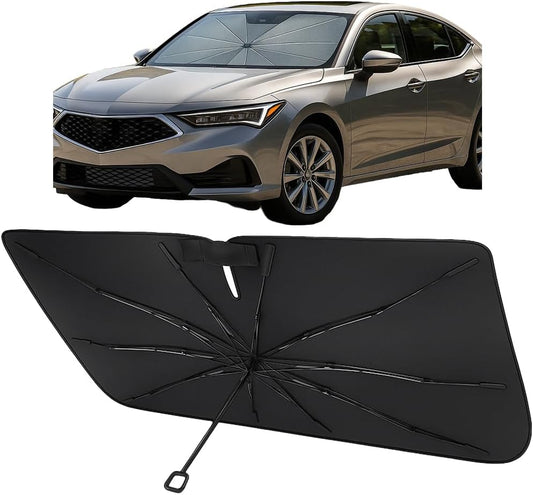 Proadsy Windshield Sun Shade Umbrella for Acura Integra 2023-2025 Foldable Car Umbrella Sunshade with Soft TPU Handle Spring Structure Crystal Cooling Material Protect Car from Rays & Heat