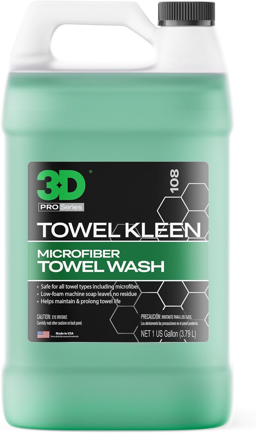 3D Towel Kleen Concentrated Microfiber Towel Detergent - Deep Cleans, Restores & Maintains Car Wash Towel Life - Low Foam, No Residue Premium Laundry Soap 1 Gallon