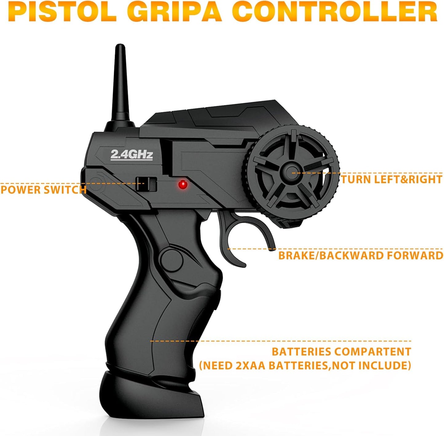 RC Drift Car 1/24 2.4GHz Remote Control Car 4WD High Speed Drifting RC Cars with LED Light and Drift Tires Racing Toy Cars for Boys Girls Kids Adults (Orange)