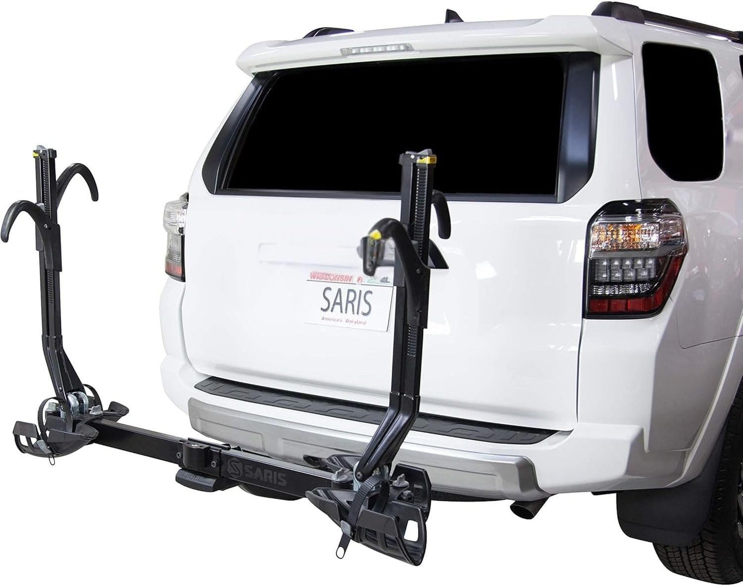 Saris SuperClamp EX 2-Bike Hitch Rack – Lightweight Platform Bike Carrier for Car, SUV, Truck – Tilting Design, Secure Wheel Clamping, Fits Road, Mountain, E-Bikes – 1.25" and 2" Hitch Receiver
