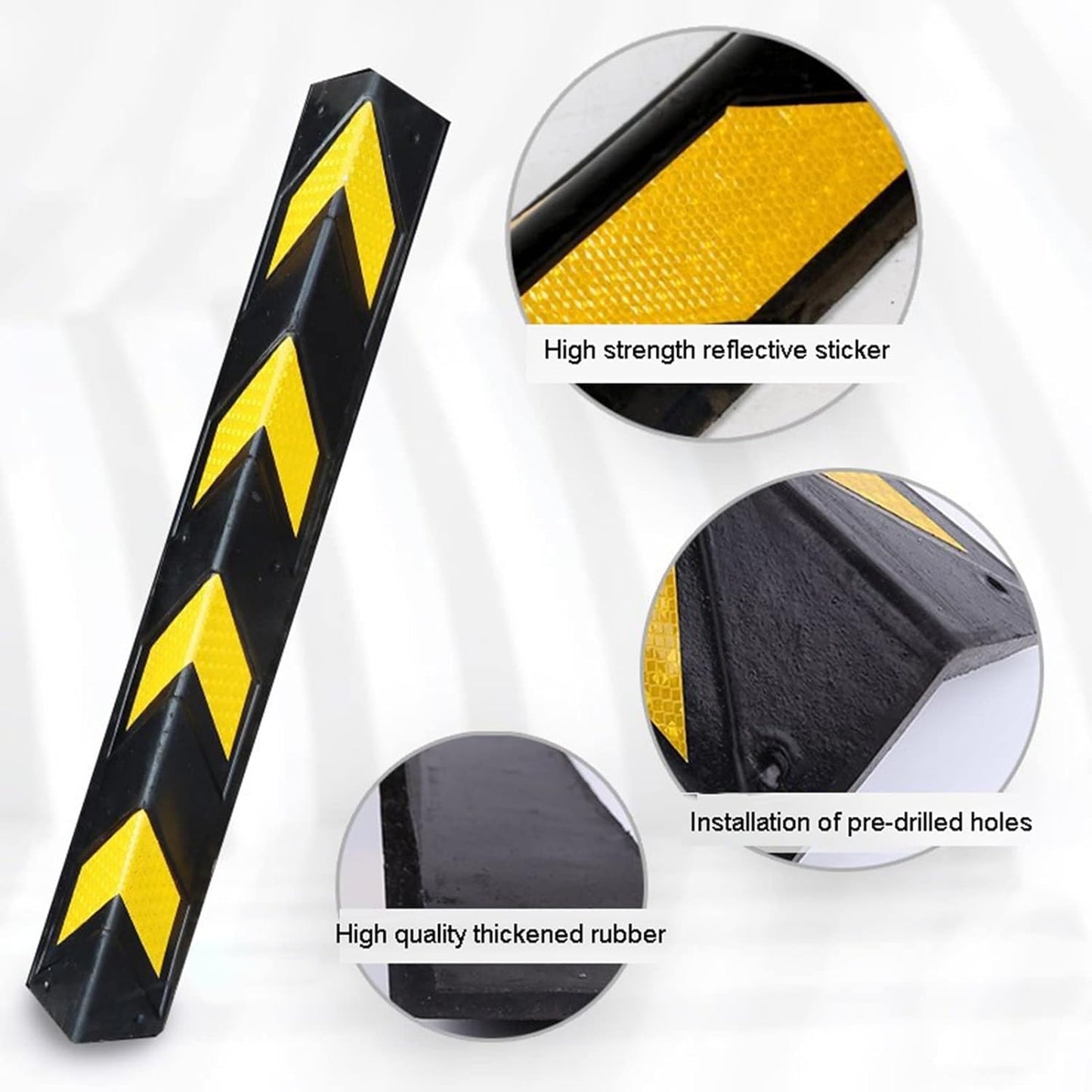 XPLKQXE Reflective Rubber Wall Corner Guard, Rubber Wall Protector Corner Protector, for Parking Protection Car Corner Guardrail Post (Color : Black+Yellow, Size : 16pcs)