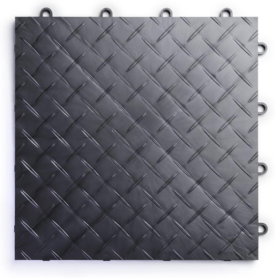 Big Floors RaceDeck Diamond Plate Design, Durable Interlocking Modular Garage Flooring Tile (Graphite, 12 Pack of 12 x 12" Tiles)