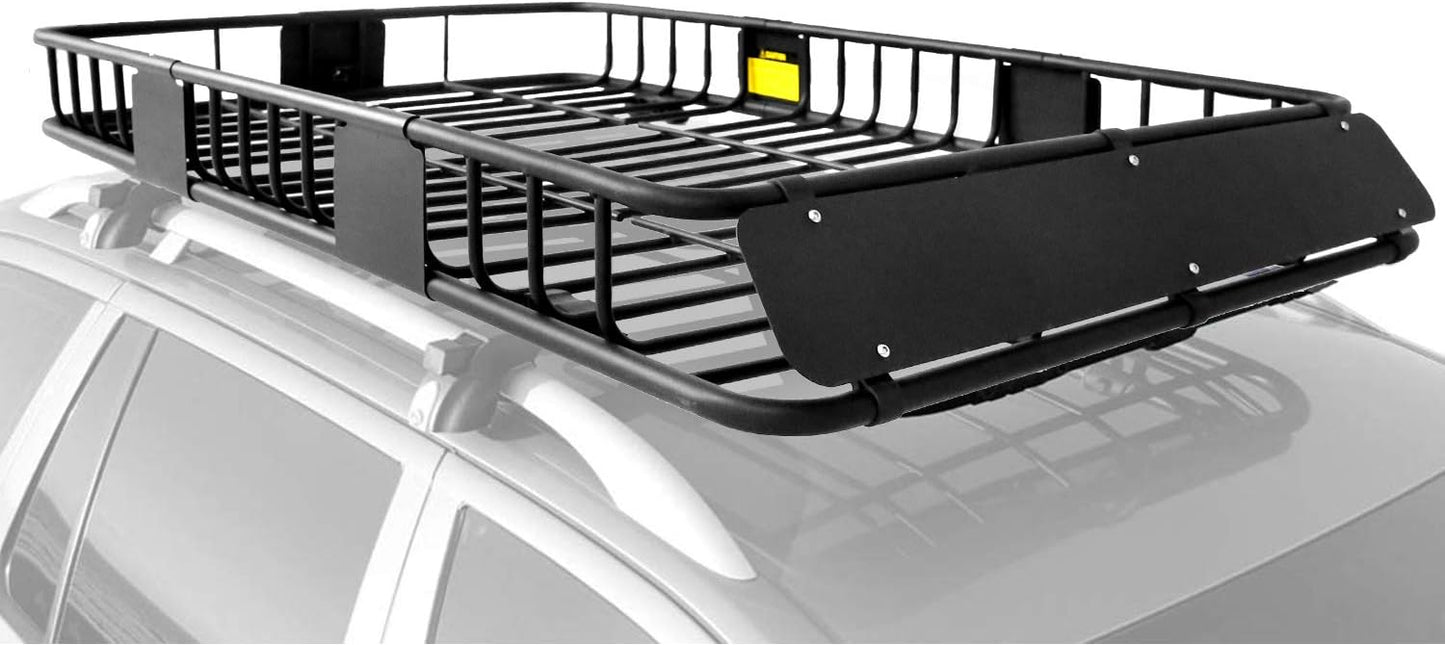 XCAR Roof Rack Basket Rooftop Cargo Carrier with Extension Black Car Top Luggage Holder 64"x 39" Universal for SUV Cars