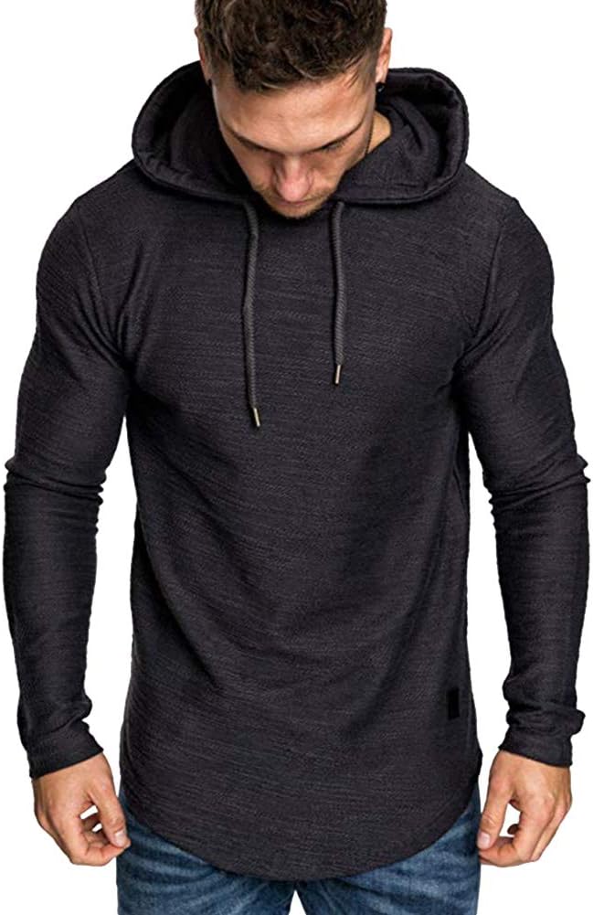 Lexiart Mens Fashion Athletic Hoodies Sport Sweatshirt Solid Color Fleece Pullover
