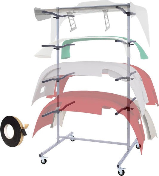 Floor Mobile Bumper Storage Rack,Heavy Duty Double Sided Bumper Storage Rack for Automobile Parts - Maximize Efficiency Universal Auto Body Rolling Parts Storage Stand for Repair Shops Garages