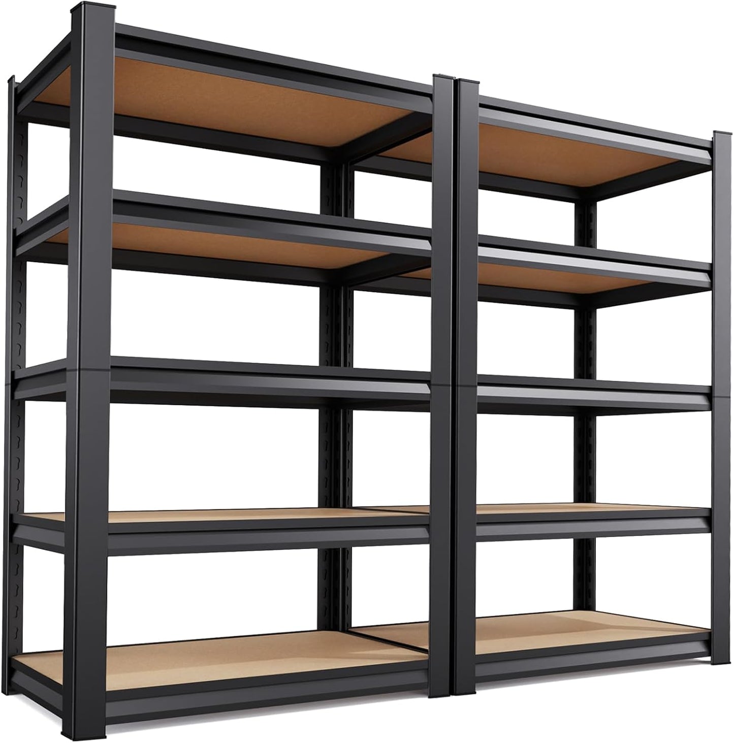 72" H*36'' Storage Shelves 2500lbs Garage Shelving, Adjustable Heavy Duty Garage Shelves, Easy to Install Metal Shelving Wood Shelving Unit, Storage Shelf for Basement Warehouse, 2 Pack