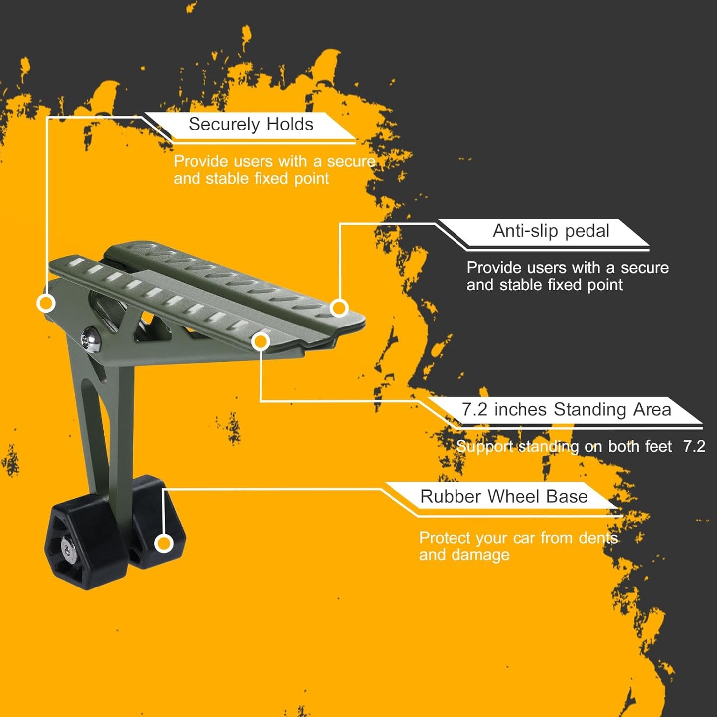 COWVIE Foldable Car Door Step Stand Pedal - Access to Vehicle's Top Roof Both Feet Stand Pedal Ladder for Most SUV Truck Dark Green