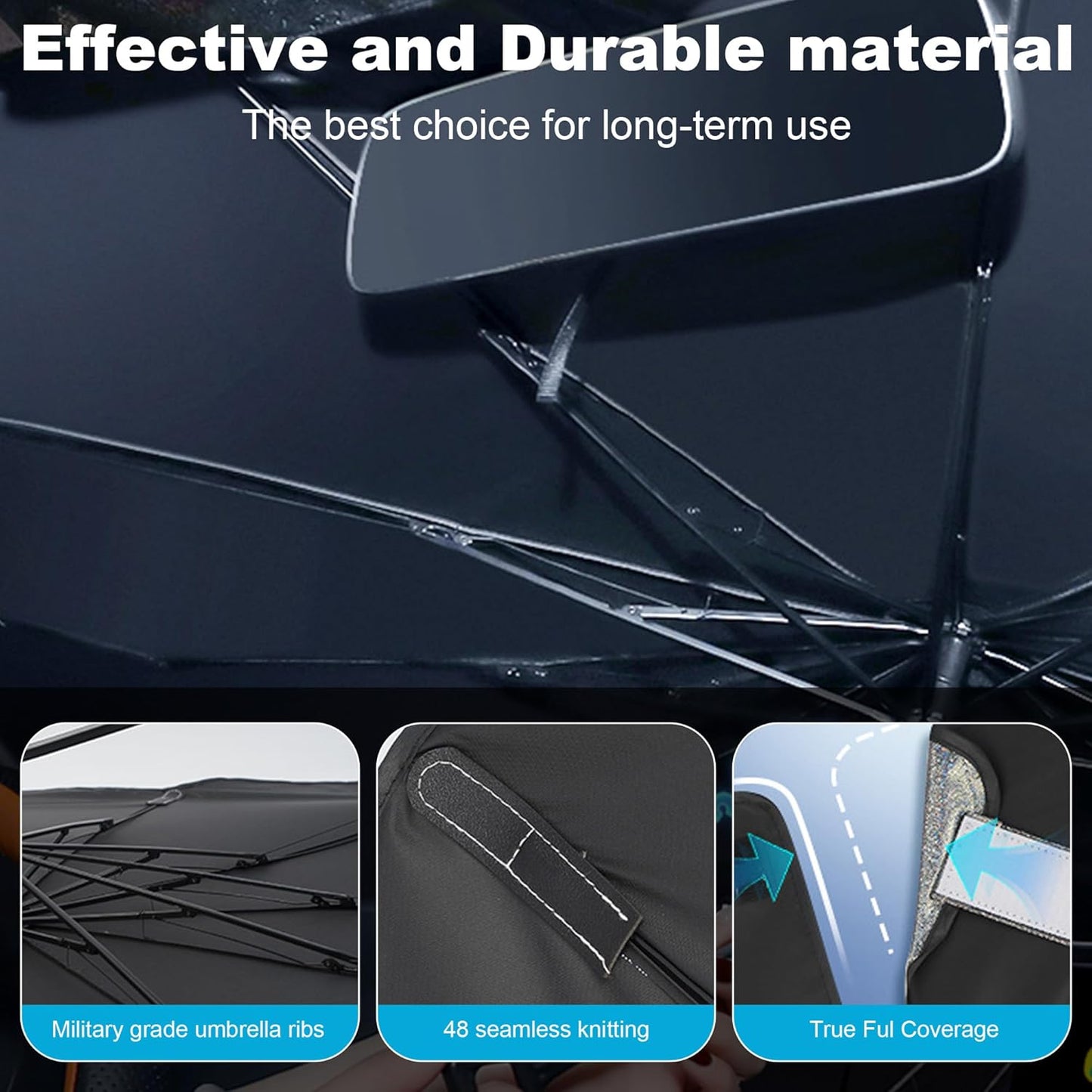 Windshield Sun Shade Umbrella, Portable Foldable, Spring Structure Wind Shield, Front Window Sunshade, Protect from Sun Rays Car Windshield, Universal for Any Car (53.1'' x 29.5'')