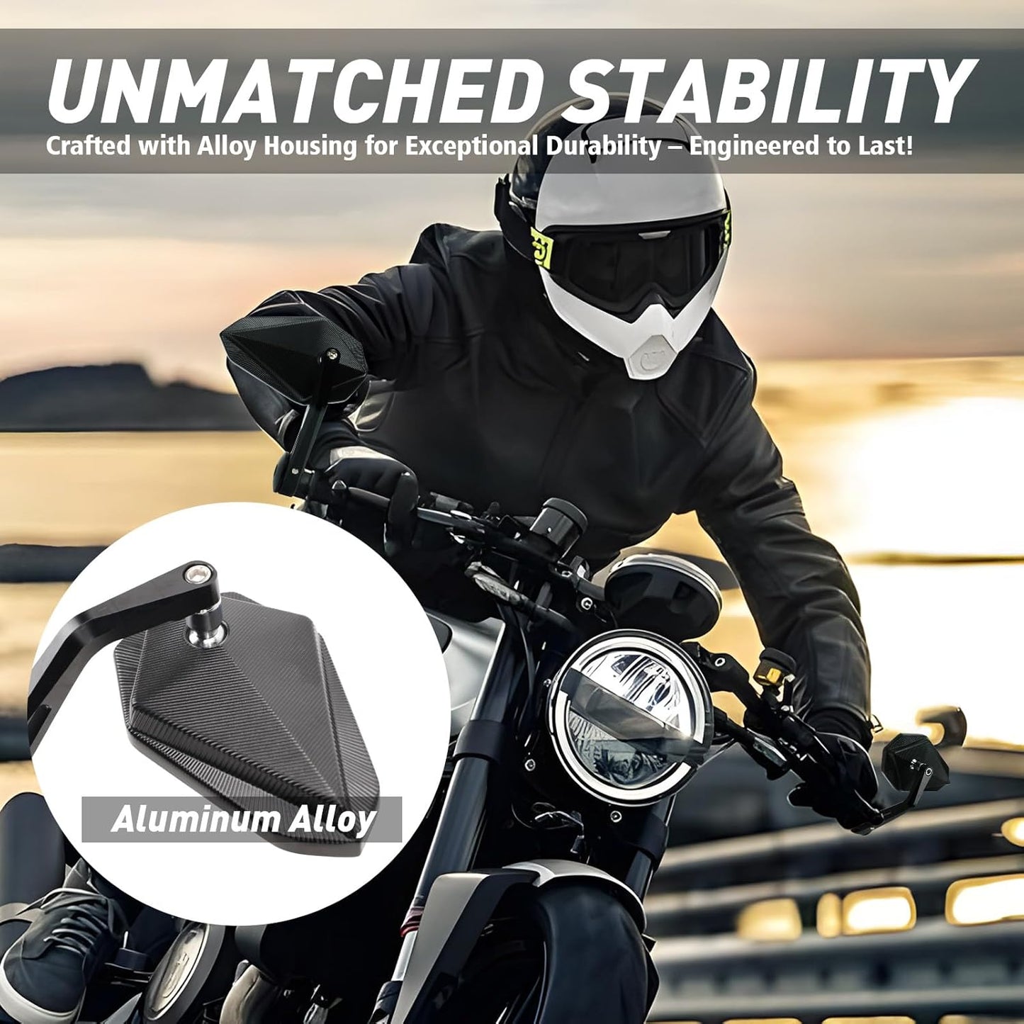 Motorcycle Mirrors for Handlebars, Bar End Motorcycle Mirrors, Rear View Mirrors for Motorcycles, Fits 7/8" Handlebars, Compatible with Honda Grom, Yamaha, Kawasaki, Ducati, Suzuki & More