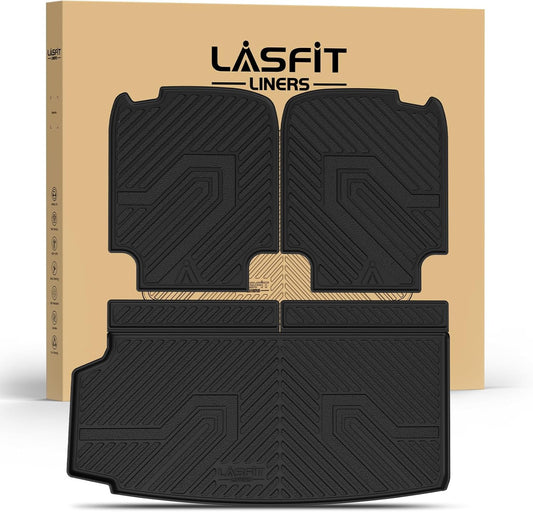 LASFIT Trunk Mat & Backrest Mat for Volvo XC90 2026-2016, All Weather TPE Custom Fit Cargo Liner for Volvo XC90 Cargo Mat, Black, Easy to Clean