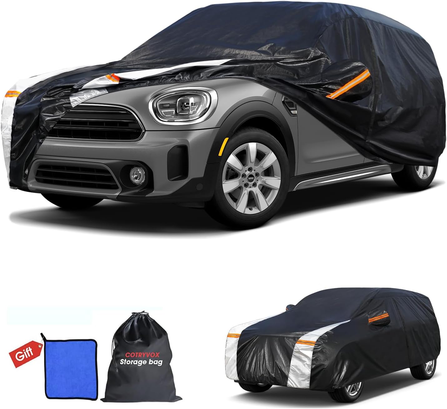 Mini Countryman Car Cover 100% Waterproof All Weather, Gift with Towel, 10 Layers SUV Car Cover Custom Fit 2010-2025 Mini Countryman, Full Exterior Covers Rain Sun UV Protection with Door Zipper.