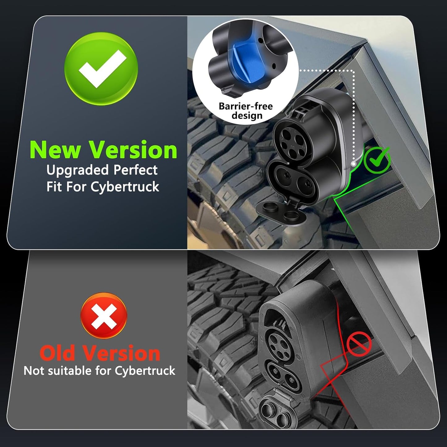 2025 Upgraded Cybertruck 2 in1 CCS & J1772 to Tesla (NACS) Adapter,250KW Fast Charging for Tesla Model 3/Y/S/X/Cybertruck, Compatible with CCS1 DC & J1772 AC Stations, Supports Level 1/2/3 Chargers