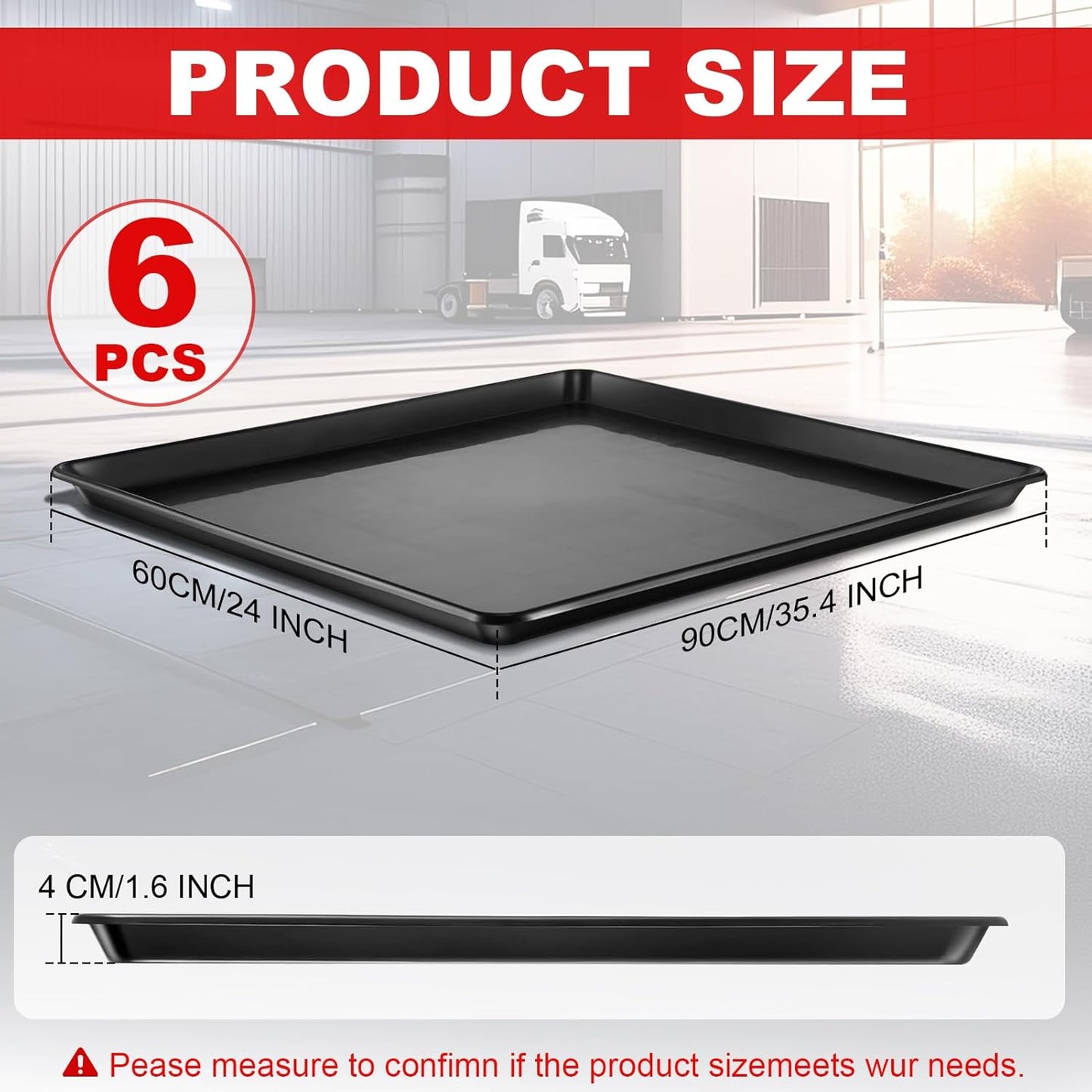 6Pcs Extra Large Car Oil Drip Pan- 35.4 x 24 x1.6 Inches Oil Drain Pan for Oil Change- Oil Drip Tray for Under Car Plastic Oil Tray, Oil Catch Pan Replacement Tray to Keep Garage Floor Clean