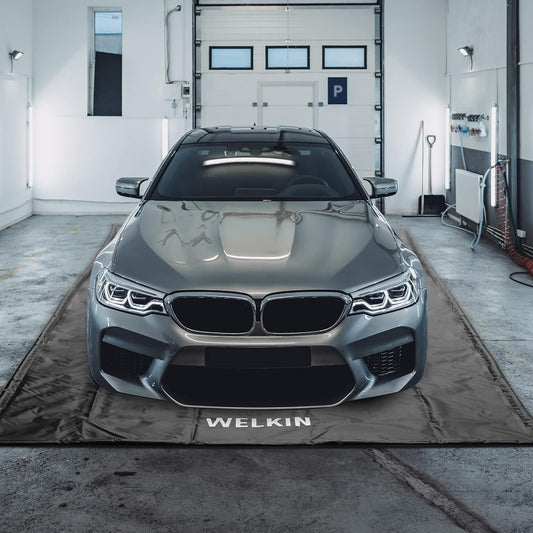 WELKIN Containment Mat,(8'6" x 20'),Non-Slip Garage Floor Mat - Heavy Duty Waterproof Protection from Snow, Rain and Mud for Cars