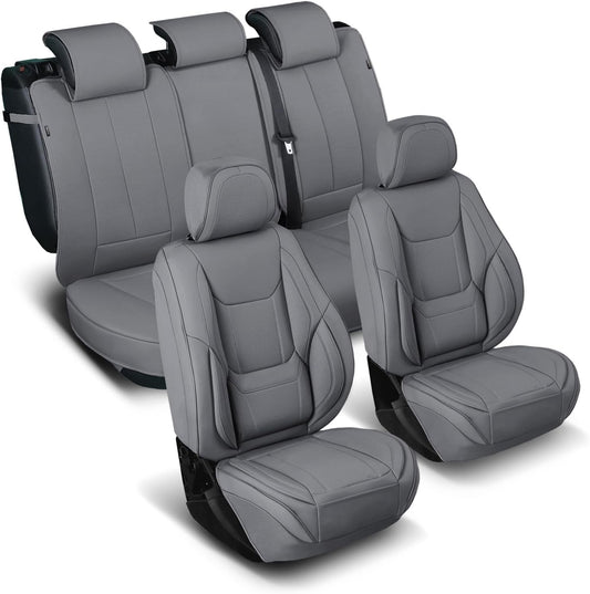 Coverland Custom Car Seat Covers Compatible with Frontier Crew Cab, King Cab - Premium Leather Non-Slip Memory Foam Waterproof Custom Interior Protector Full Set-Dark Gray [See Size Chart-Size X137]
