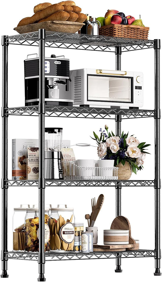 1000 lbs Storage Shelving Steel Heavy Duty 4-Tier Utility Shelving Unit Steel Organizer Wire Rack for Home,Kitchen,Office (13.7" D x 29.5" W x 47.2" H)