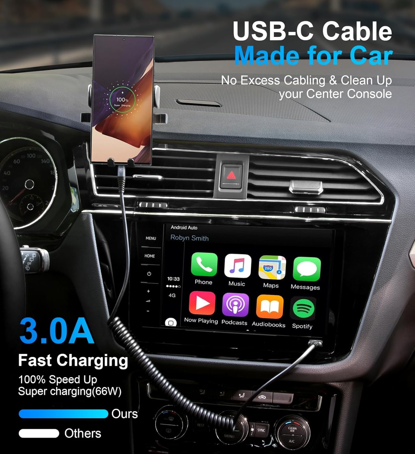 USB C Cable 6ft, 2Pack USB A to USB C 3A Fast Charging, Coiled Type C Charger Cord for Car USB-C Cable Compatible with iPhone 16/15/Plus/Pro/Pro Max/Samsung Galaxy A10e A20 A50 S20 Plus S10E Note 20