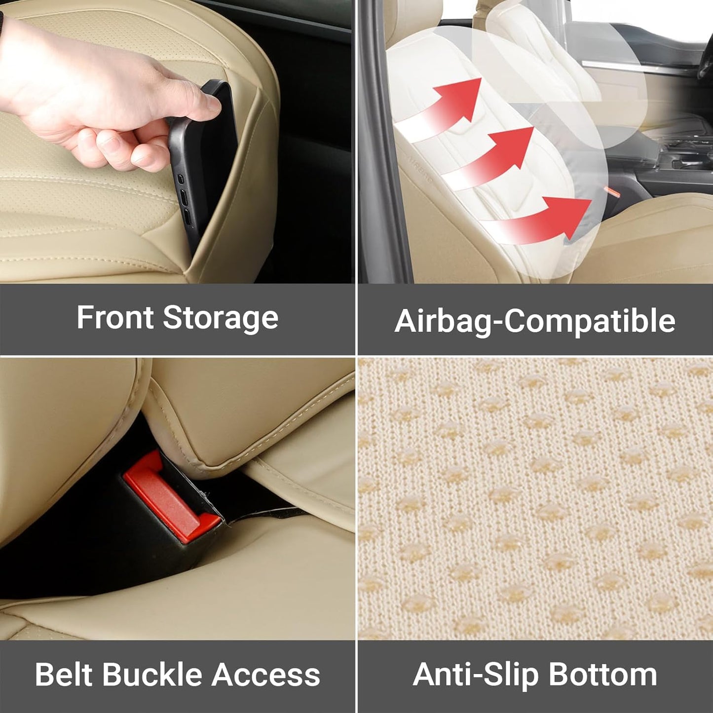 Coverland Custom Car Seat Covers Compatible with Frontier, Tacoma - Premium Leather Non-Slip Memory Foam Waterproof Seat Cover Custom Interior Protector Full Set-Beige [See Size Chart-Size X132]